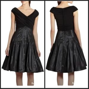 Tadashi Collection Black Velvet & Tafetta Party Dress